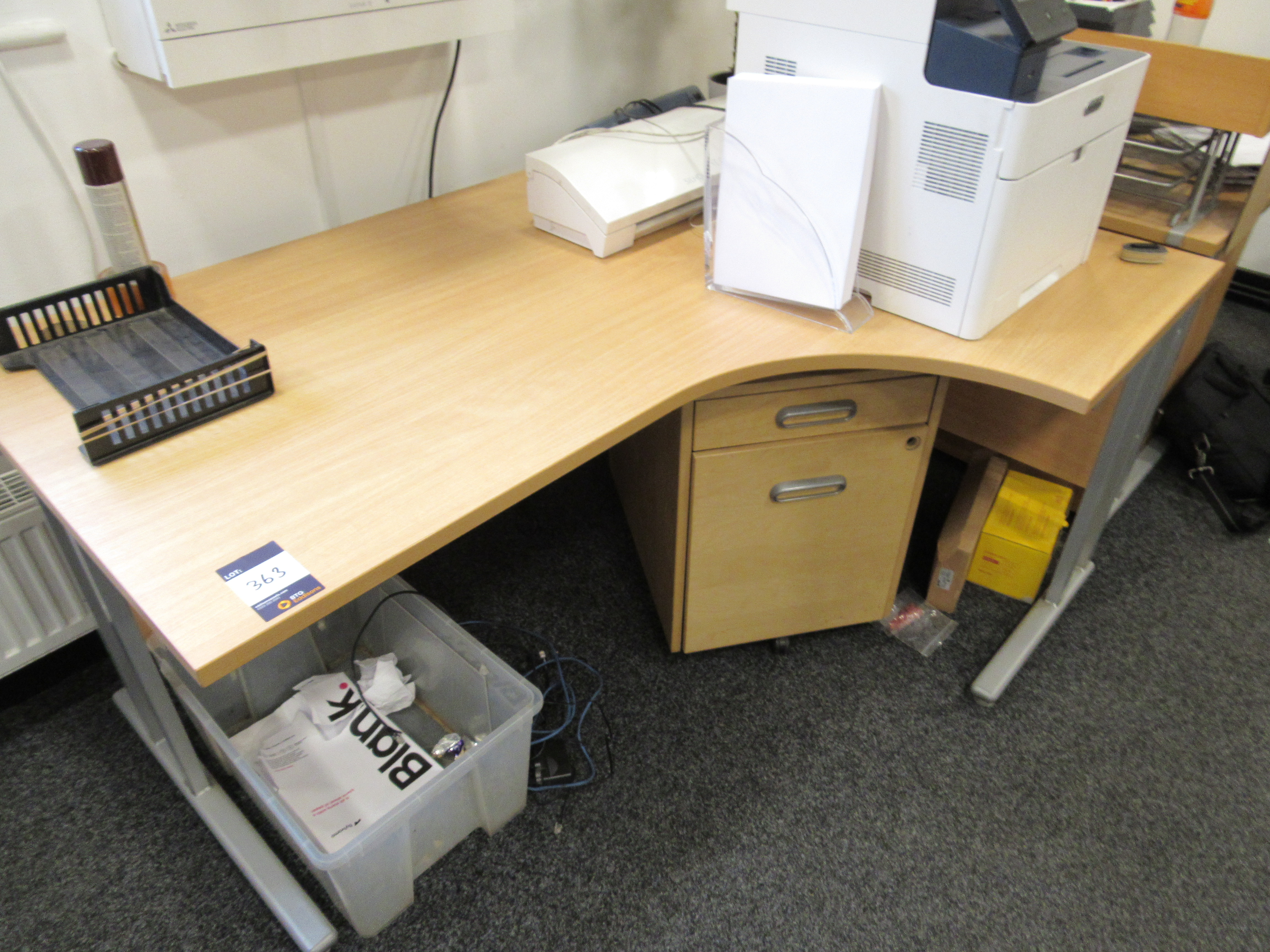 Right hand curved desk with 2 drawer pedestal - photo 1