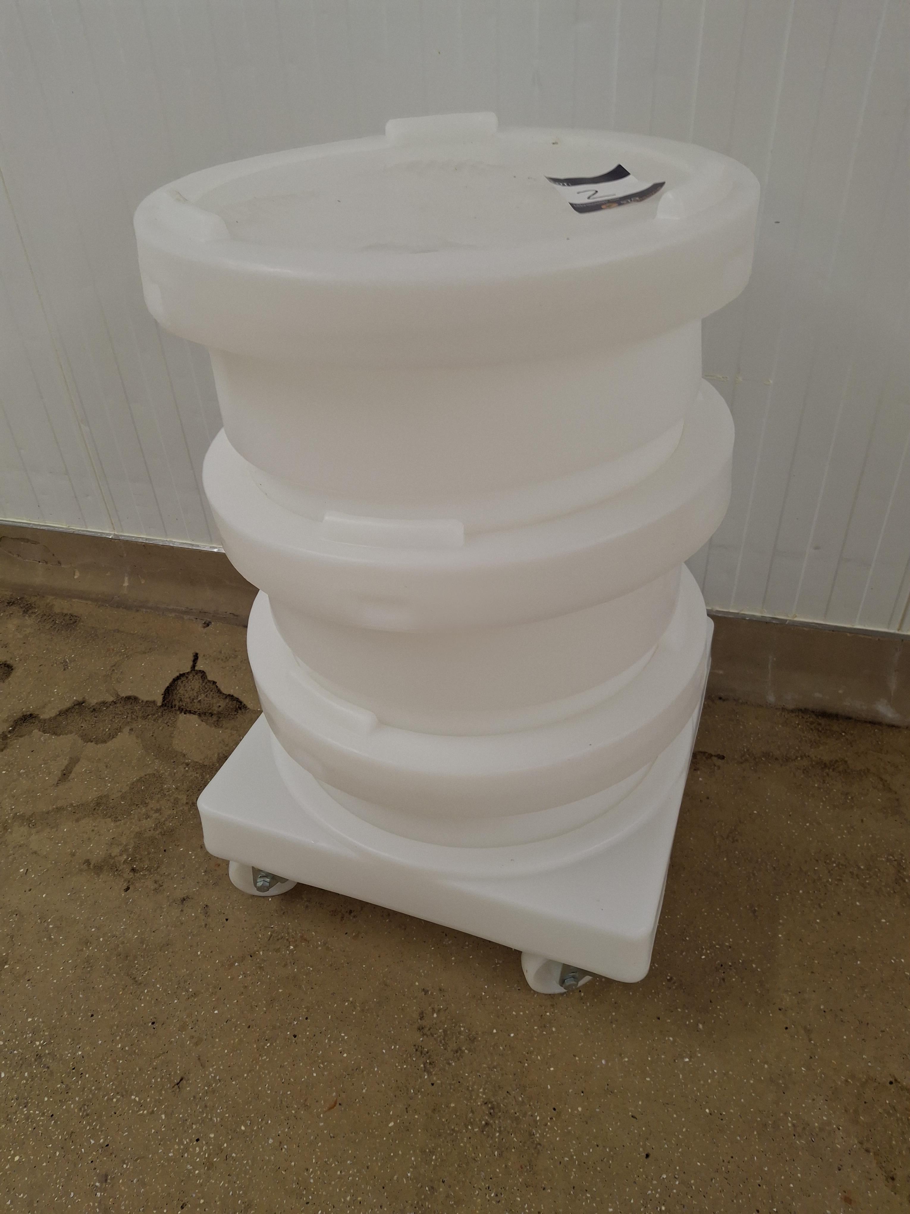Plastic mobile trolley with two lidded containers — photo 1