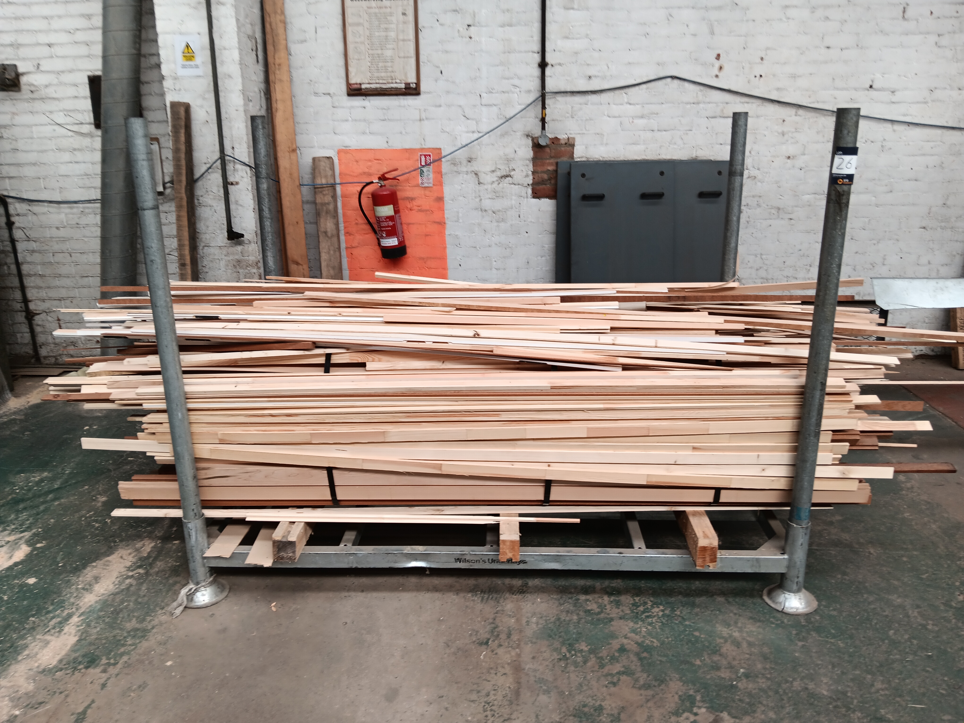 Galvanised Steel Stock Stillage with quantity of wooden off-cuts - photo 1