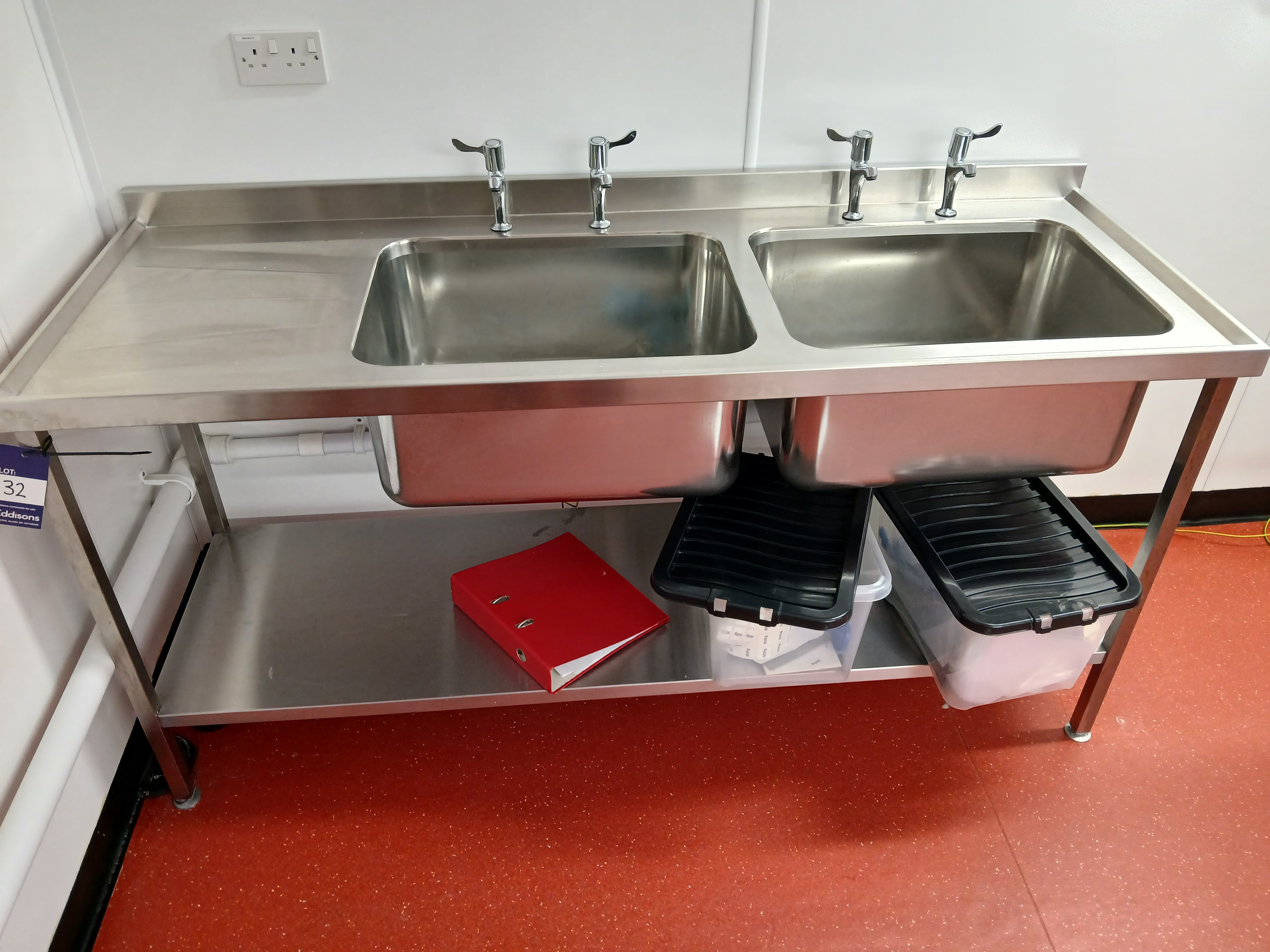 Stainless Steel Twin Bowl Sink (Approx. 1800 x 650) (Purchasers responsibility to disconnect and rem - photo 1