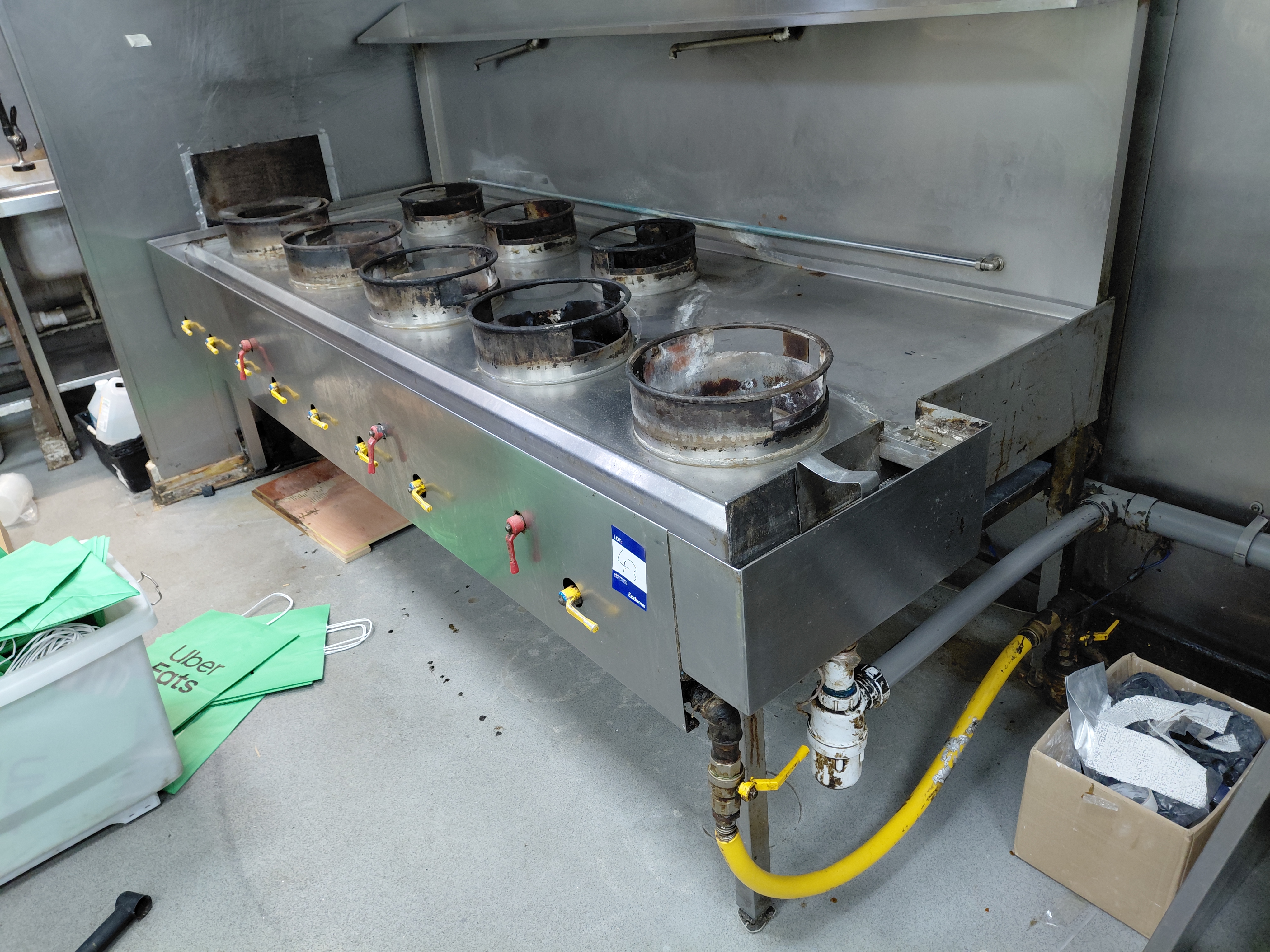 Stainless steel gas fired 8 burner wok range (Disconnection required by qualified tradesperson) - photo 1