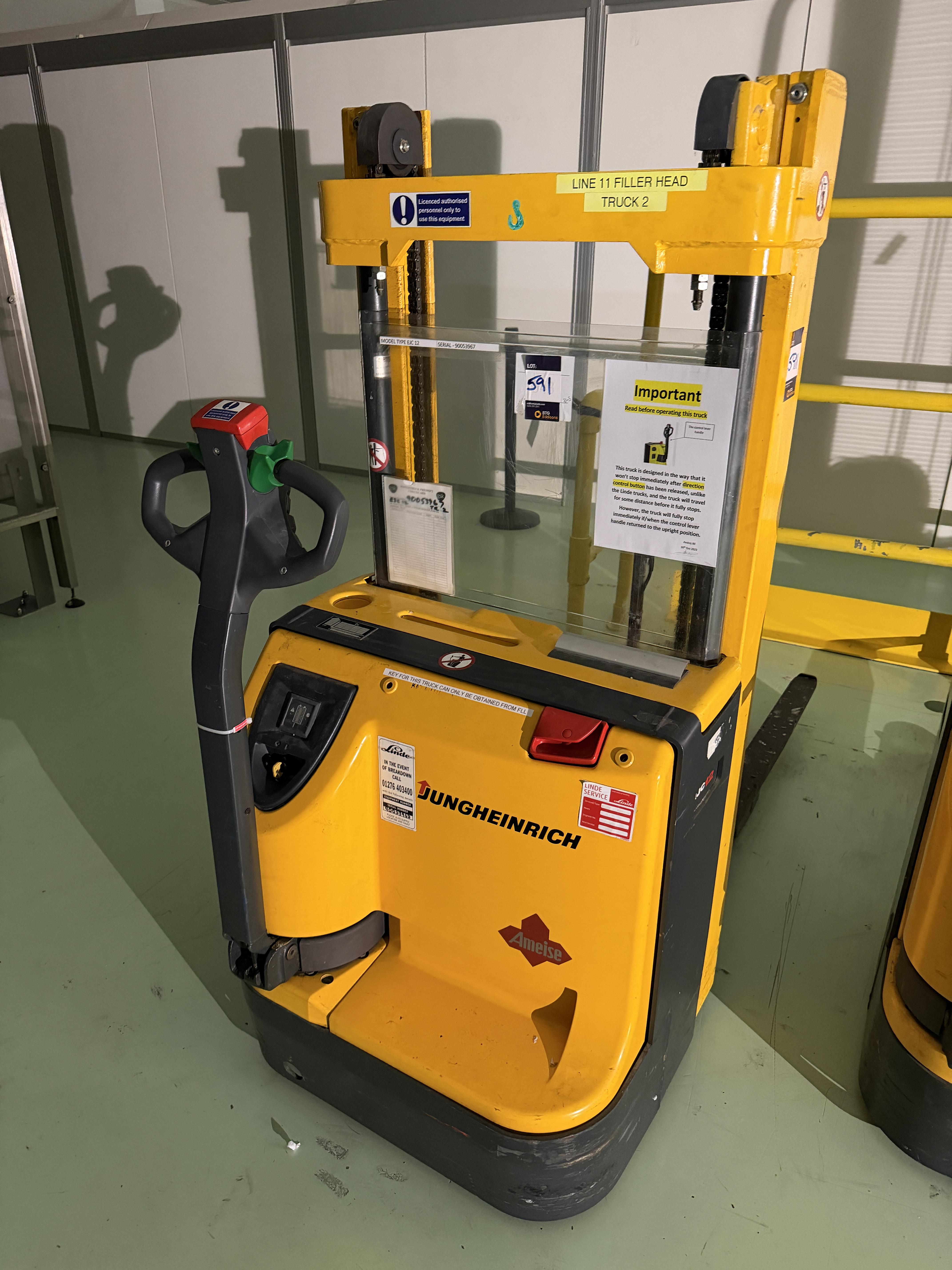 Jungheinrich EJC12 Electric pedestrian stacker truck. Sn 90053967. 185cm hoist max. 1200 kg rated ca - photo 1