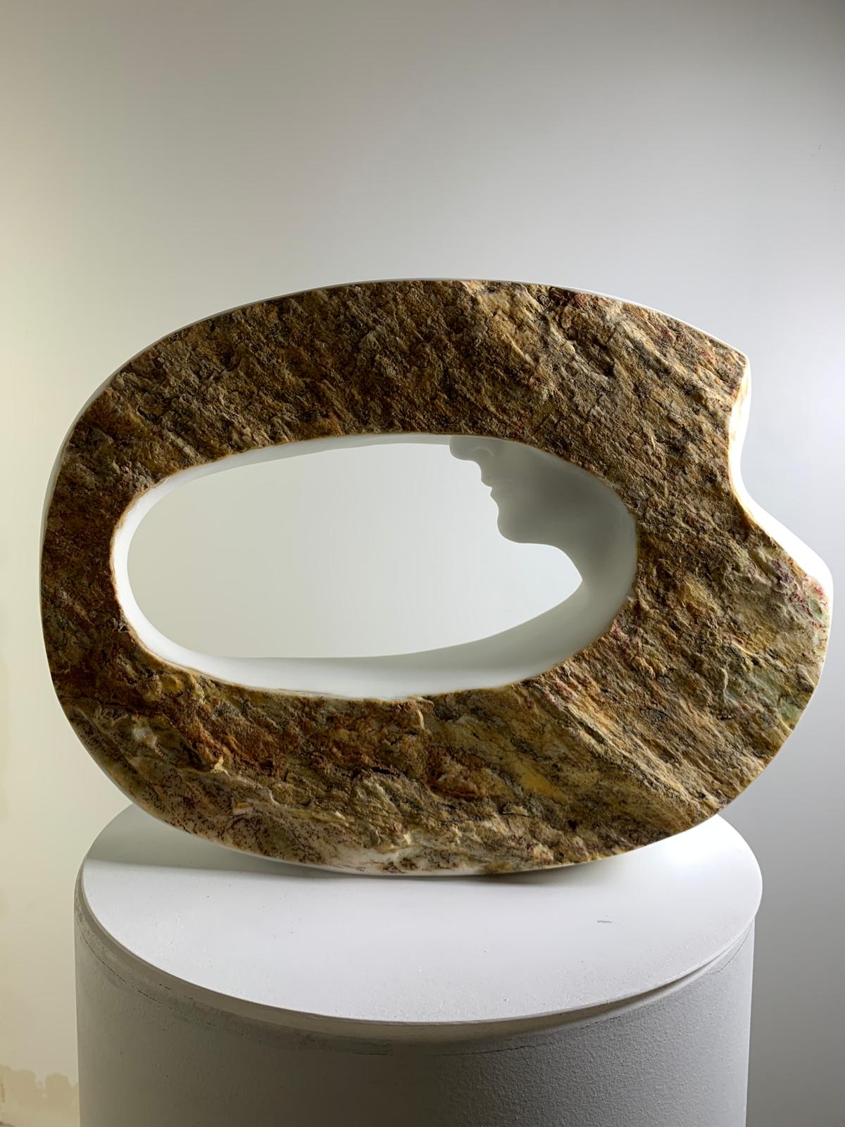 Domenico Ludovico White and Gold Tondo, 2024 White Marble of Carrara Statuary, luminous and precious - photo 1