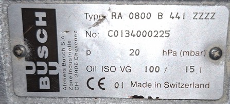 Busch Vacuum Pump. RA0800 B 461 ZZZZ. CO134000225. Air cooled. This lot is Buyer to Remove. Please n - photo 1