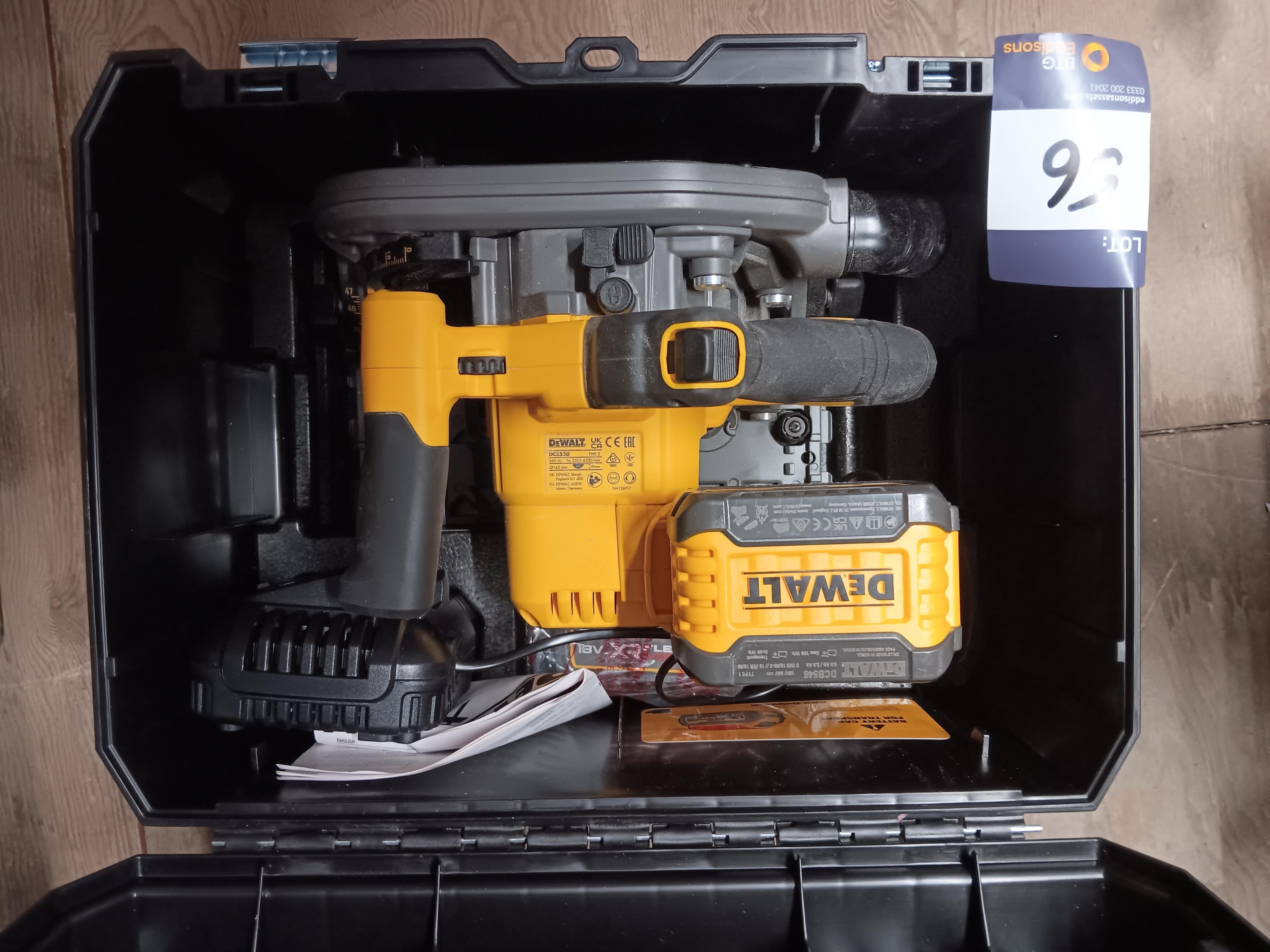 DeWalt DCS520T2 54v XR Flexvolt plunge saw with case, 2 x 6.0ah batteries and charger (Location mezz - photo 1
