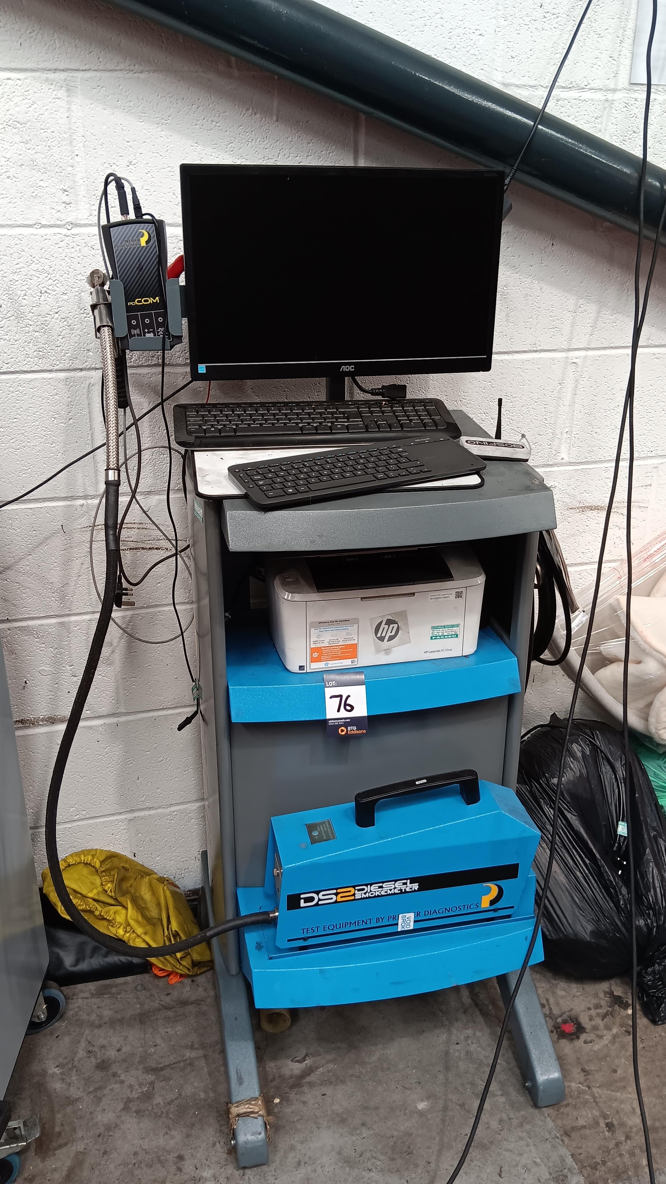 Premier Diagnostics DS2 Smoke Meter Trolley with AOC monitor and HP LaserJet desktop printer - photo 1