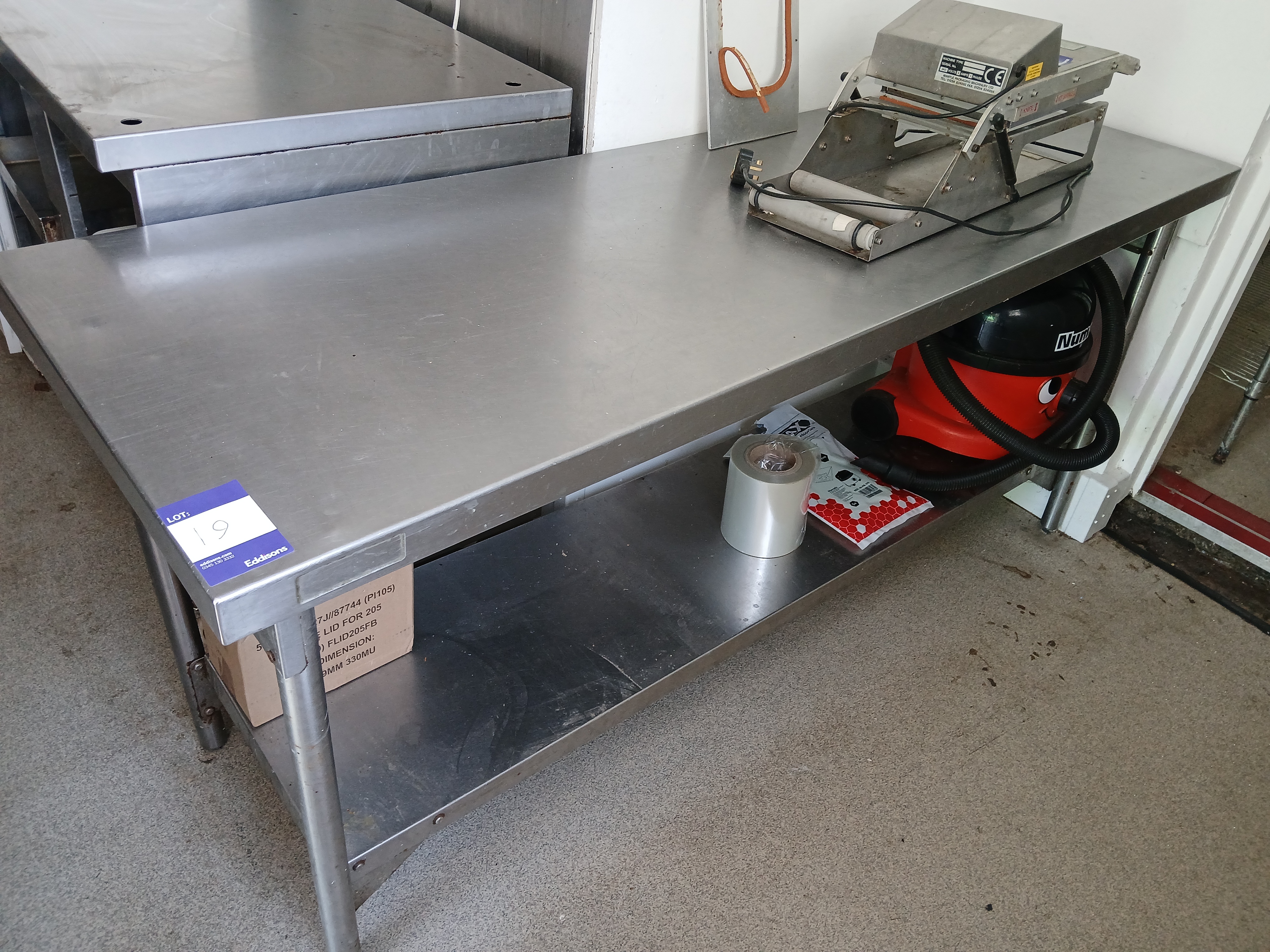3 x Assorted Stainless Steel Prep Tables (Approx. 1750 x 600, 1830 x 620; and 1230 x 700) (sold subj - photo 1