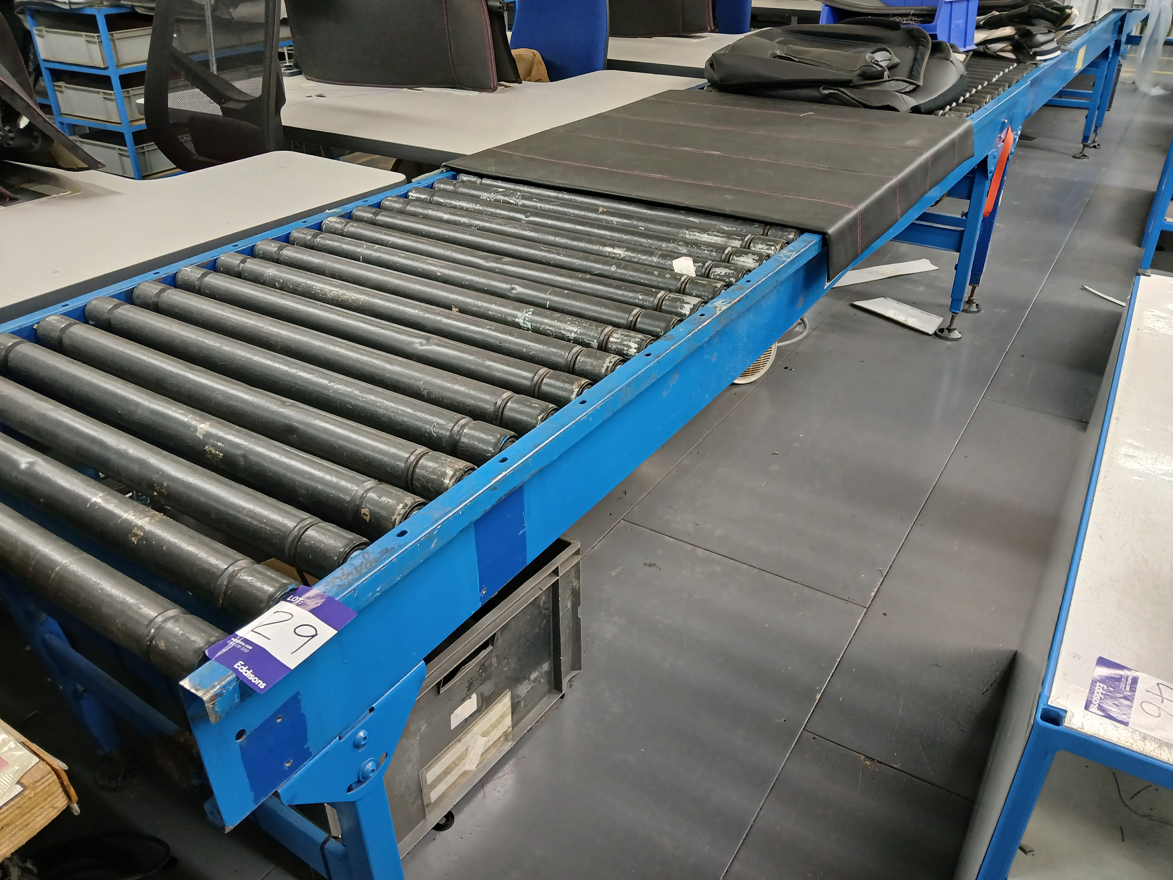 3 x Section Roller Conveyor Table Line, with Airline, and Plug Sockets (Section Length Approx. 3000, - photo 1
