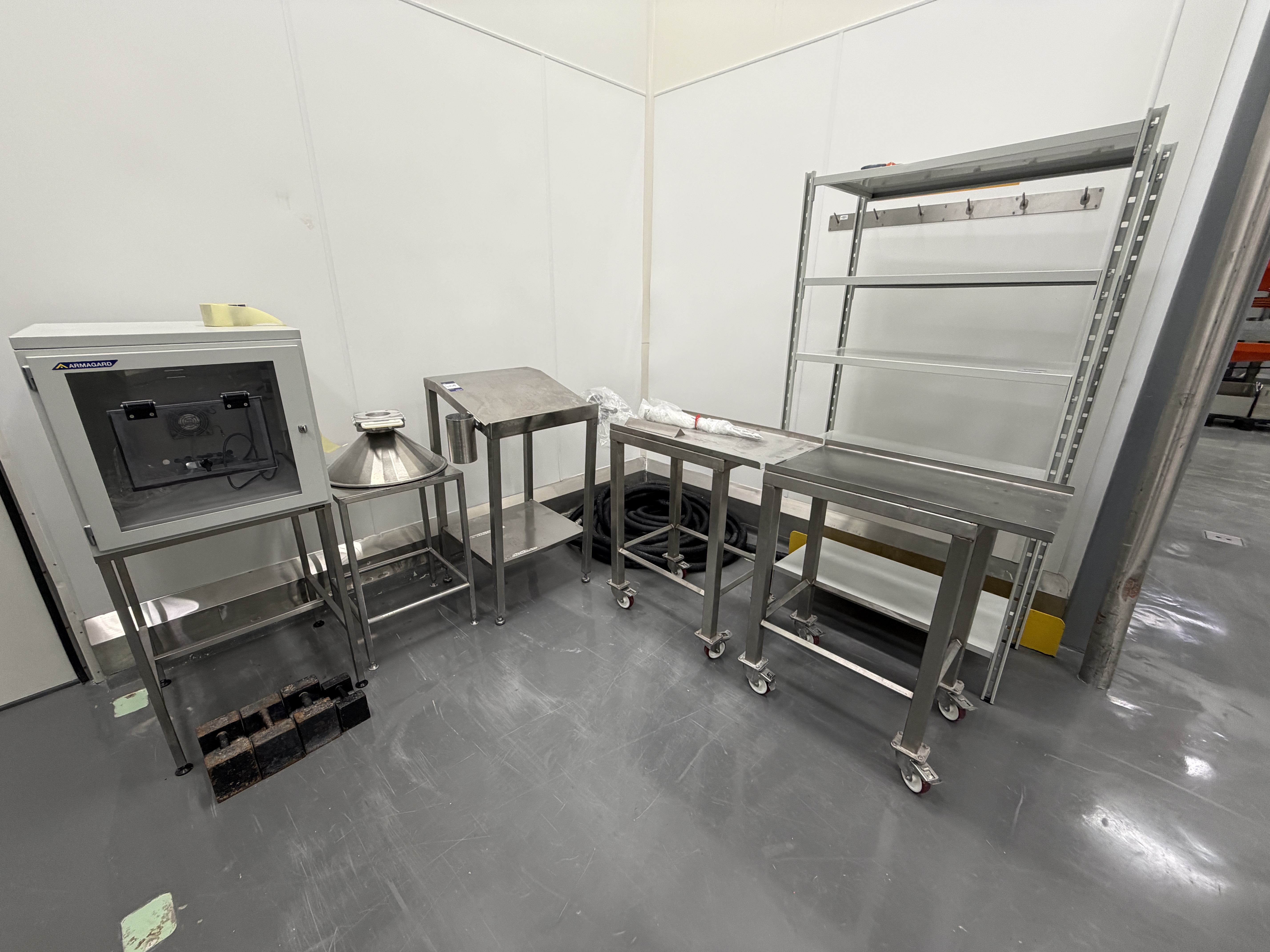 Benches and Racking. Stainless Steel Benches and Lecturn, Armagard Cabinet, Test Weights, Hoses and - photo 1