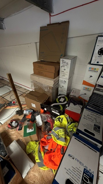 Boxes of networking supplies, PPE and miscellaneous equipment. This lots forms part of composite lot - photo 1