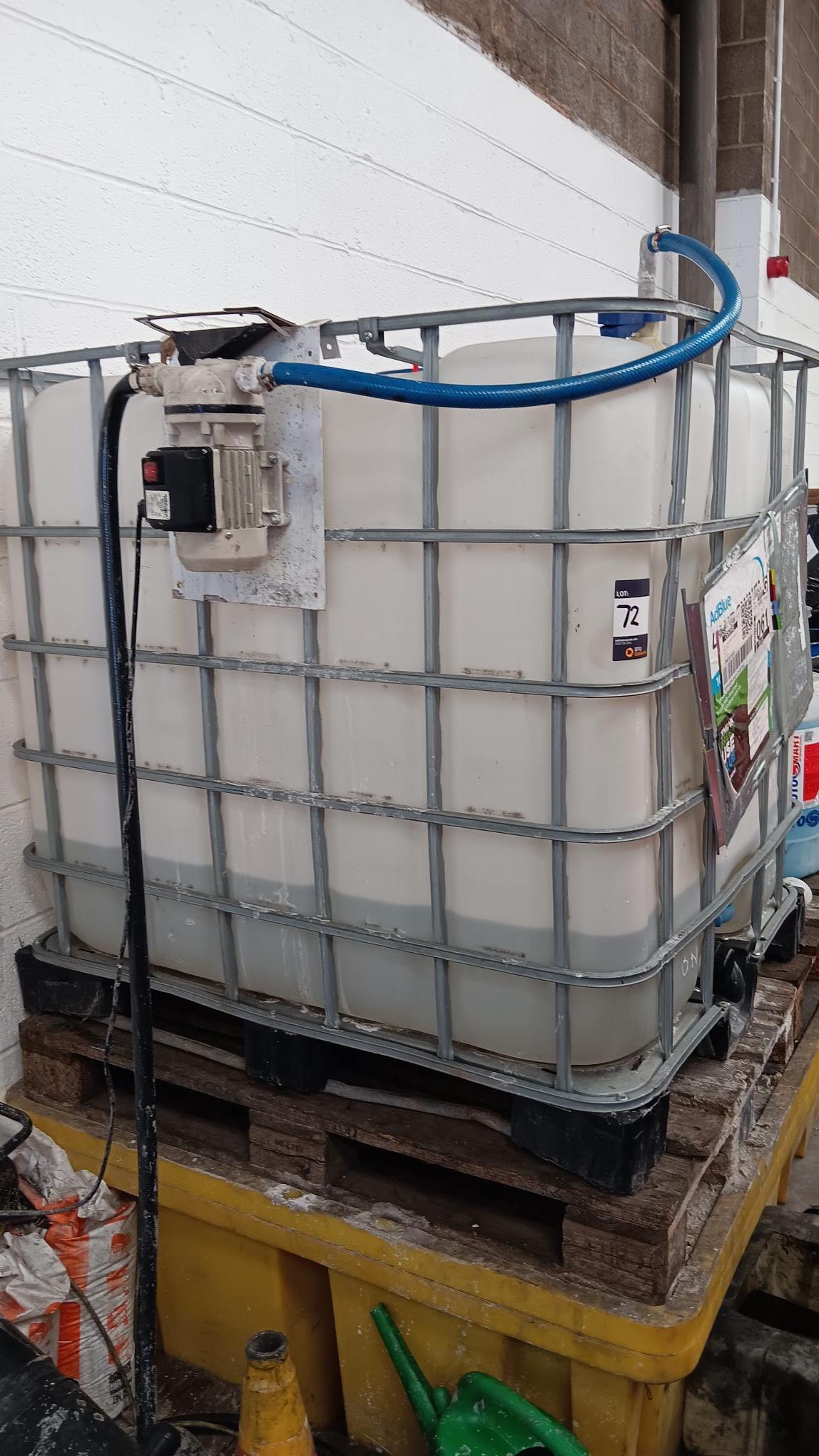 Part full IBC containing approx 250 litres OF Ad Blue with Atkinson Equipment AB23030 IBC pump - photo 1