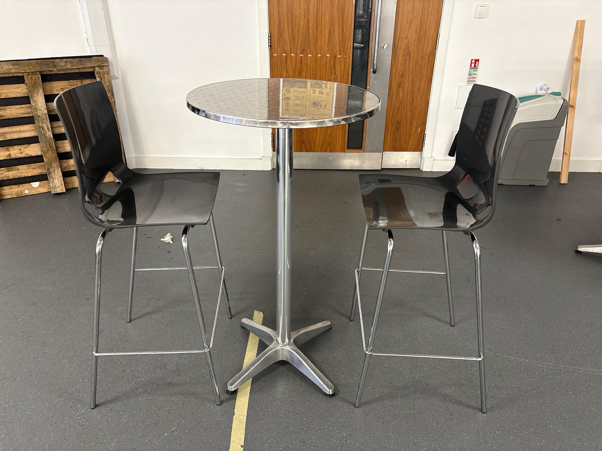 Circular Metal Table With Two High Chairs - photo 1