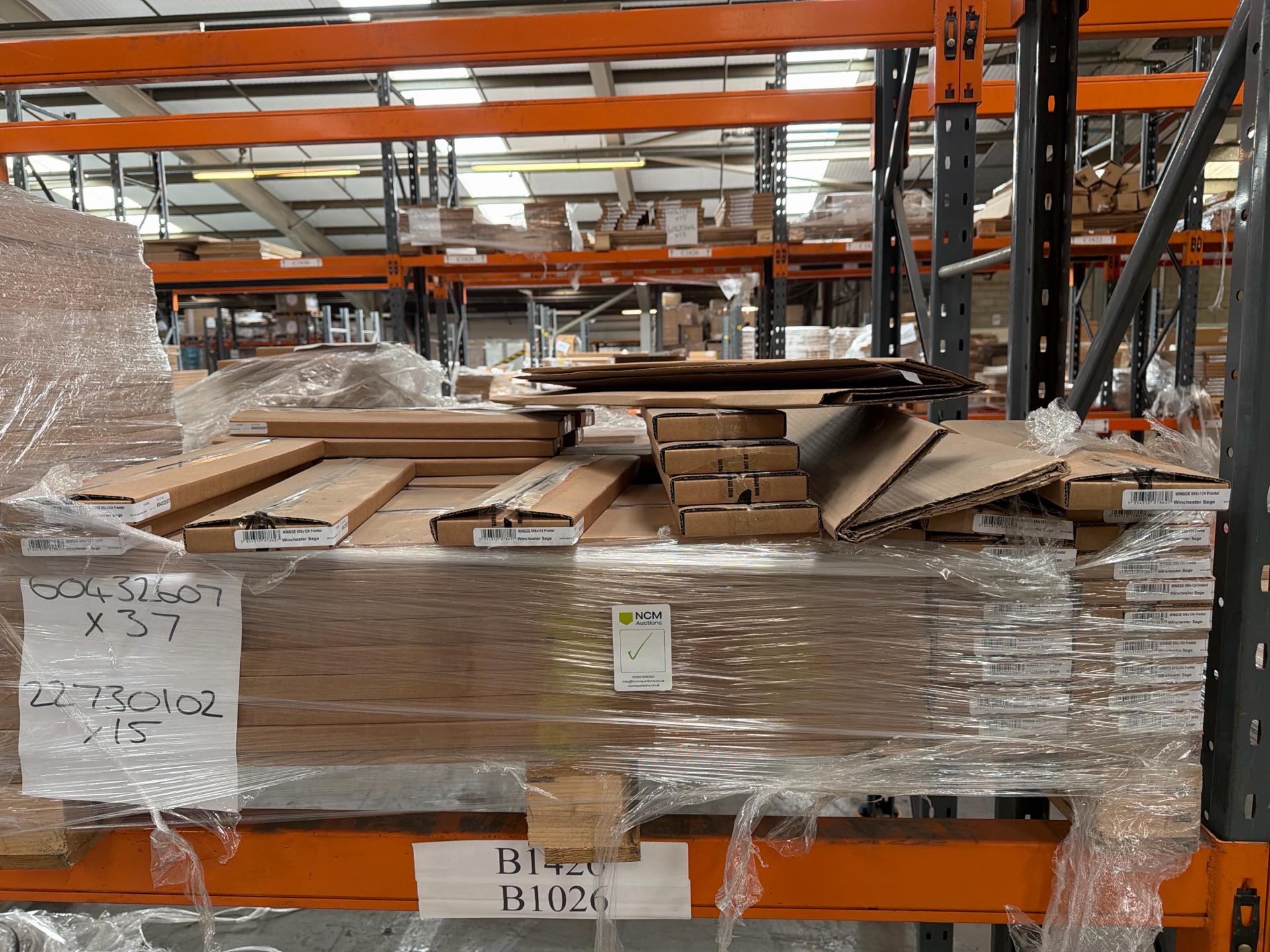 Job Lot of 45 x Sage Green Kitchen Cabinet Drawer Front 500mm x 124mm - 60432607 - photo 1