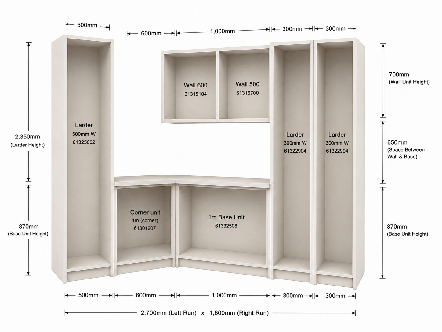 Type 8 Carcass Pack — L-Shaped Kitchen, Comprising of 7 units - photo 1