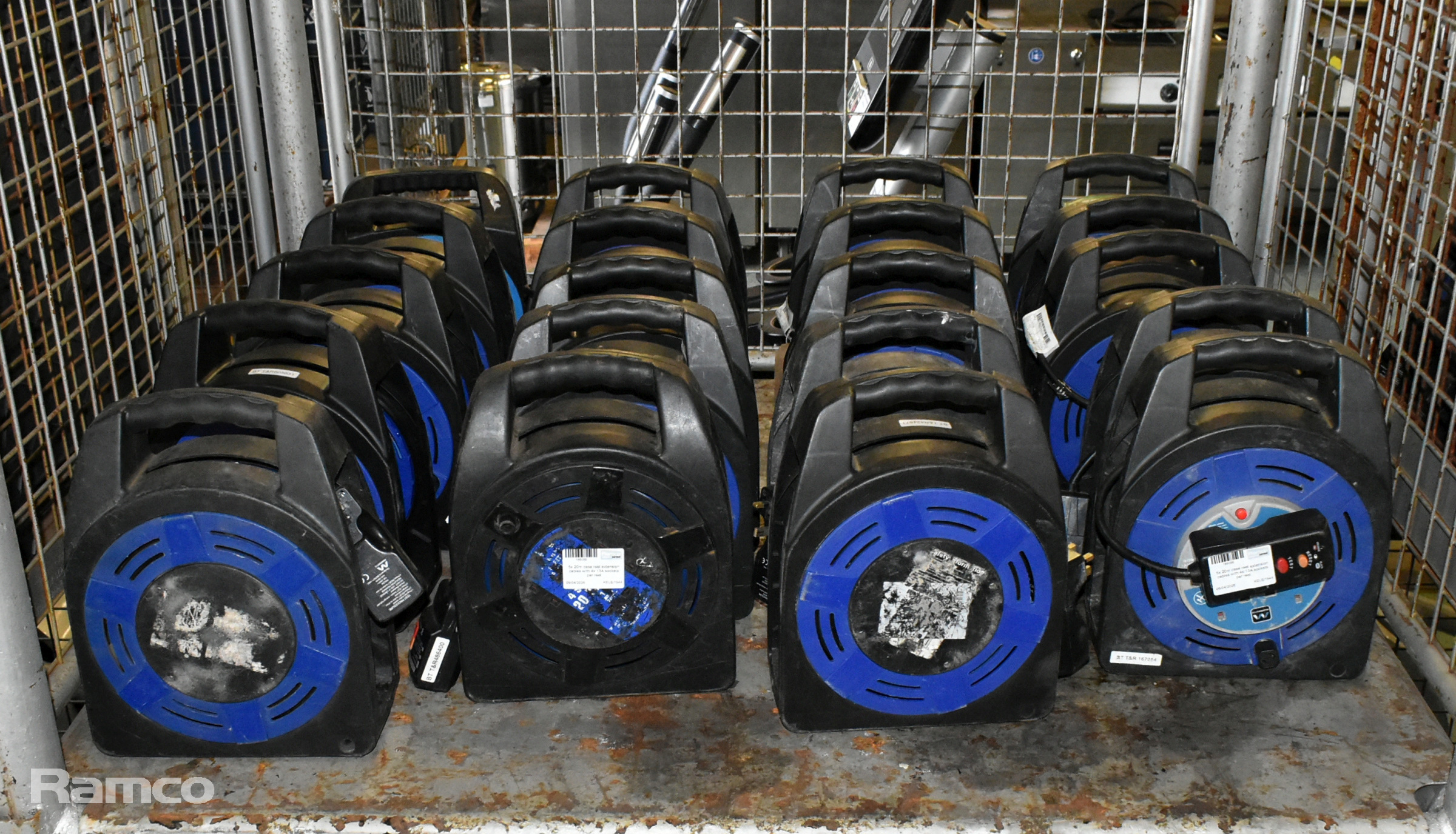 4x sets of 5x 20m case reel extension cable reels with 4x 13A sockets per reel - photo 1