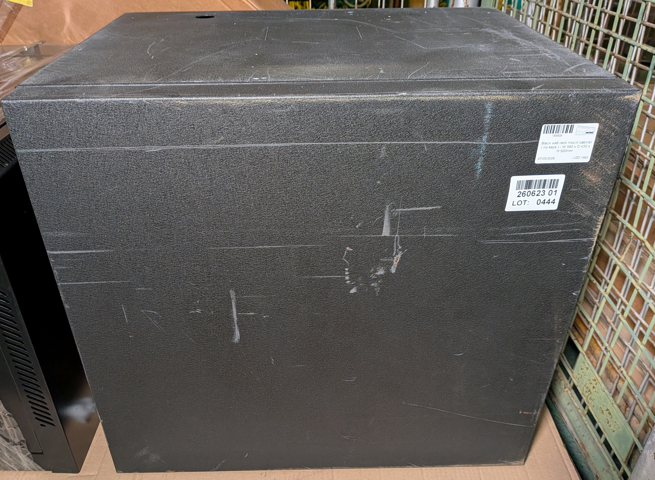 Black wall rack mount cabinet (no keys) & Black metal solid 12U front/rear panel - photo 1