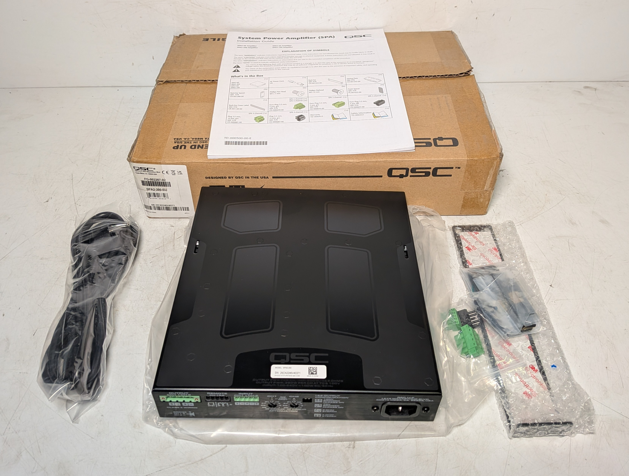 QSC SPA2-200 2 channel amplifier - 1U rack mount brackets included - photo 1