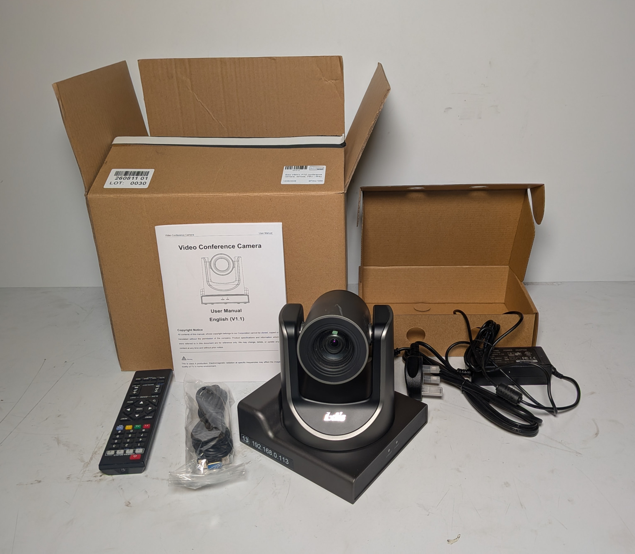 Edis V60CL PTZ conference camera with remote and PSU - grey - photo 1