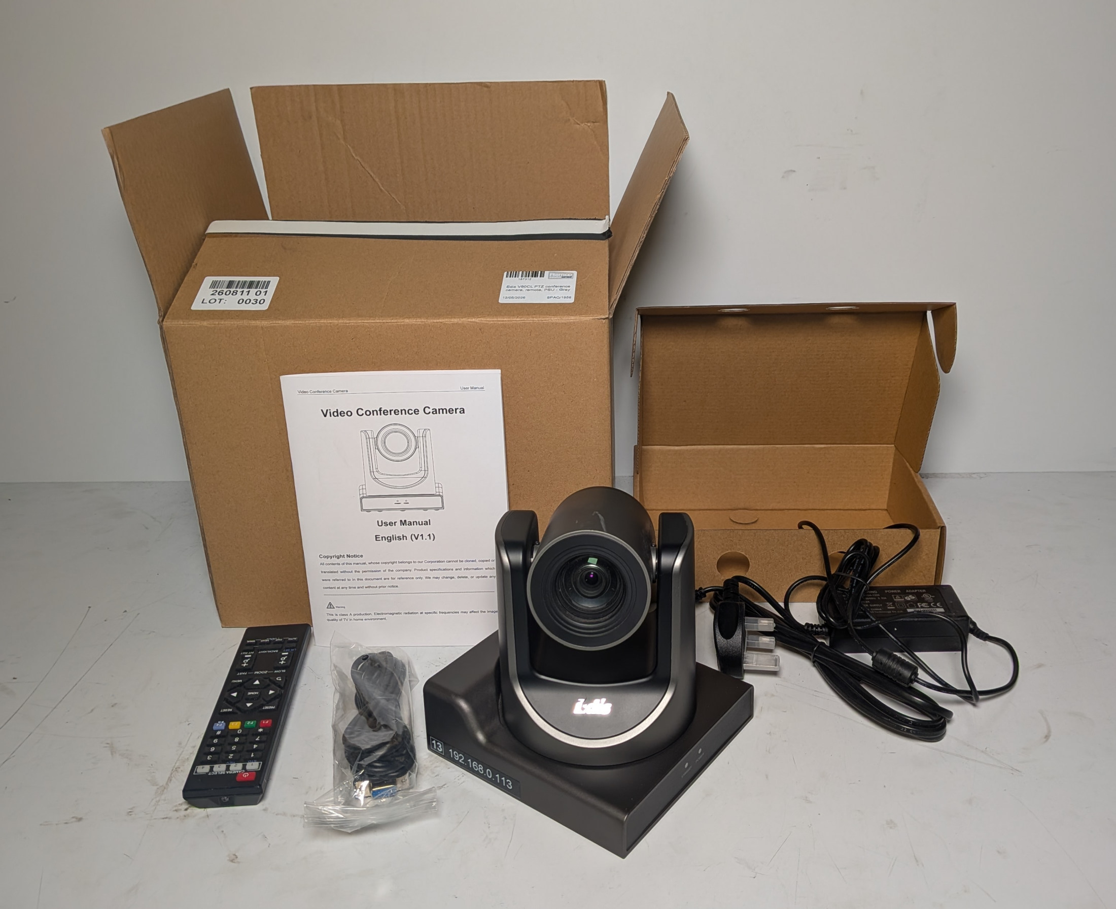 Edis V60CL PTZ conference camera with remote and PSU - grey - photo 1