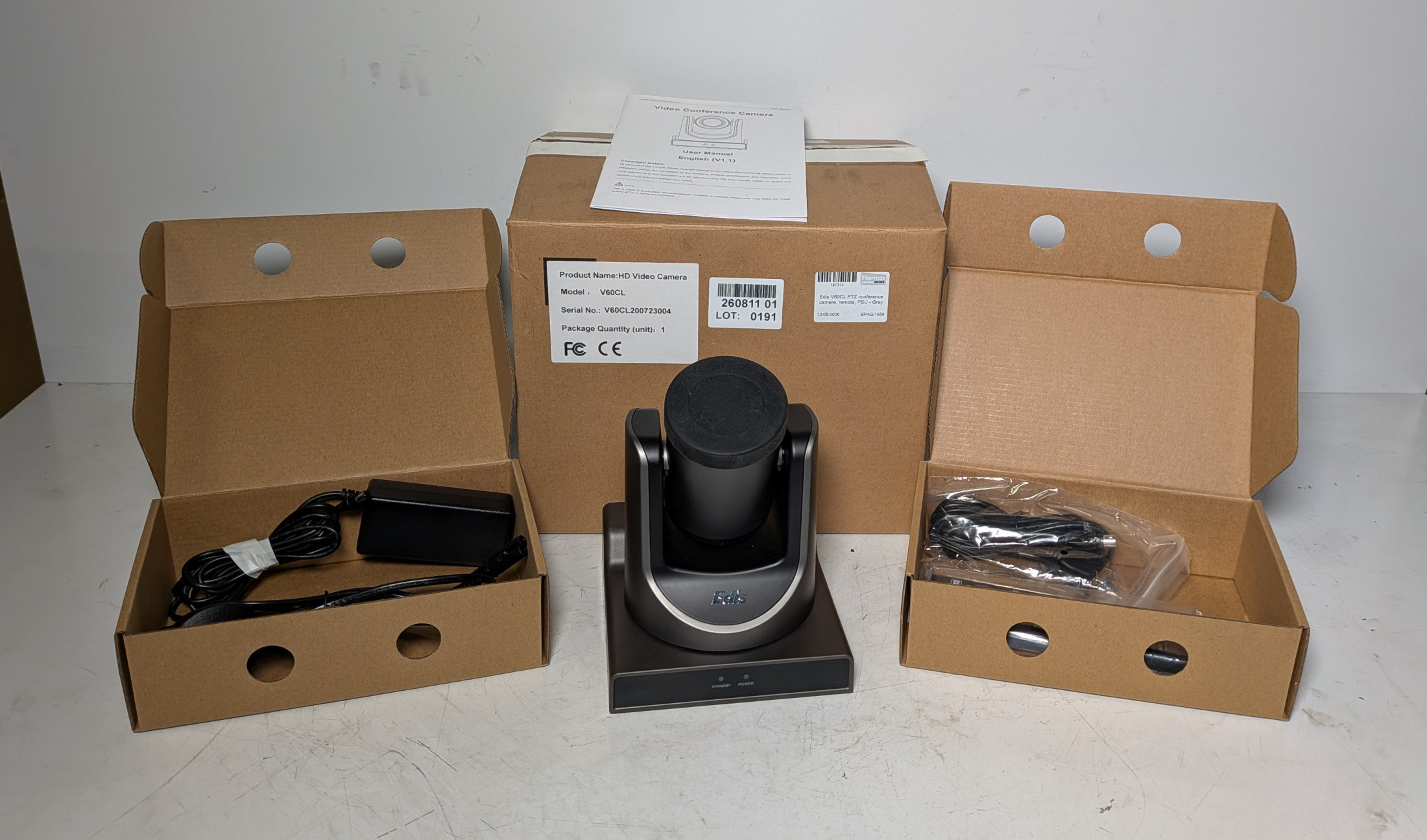 Edis V60CL PTZ conference camera with remote and PSU - grey - photo 1