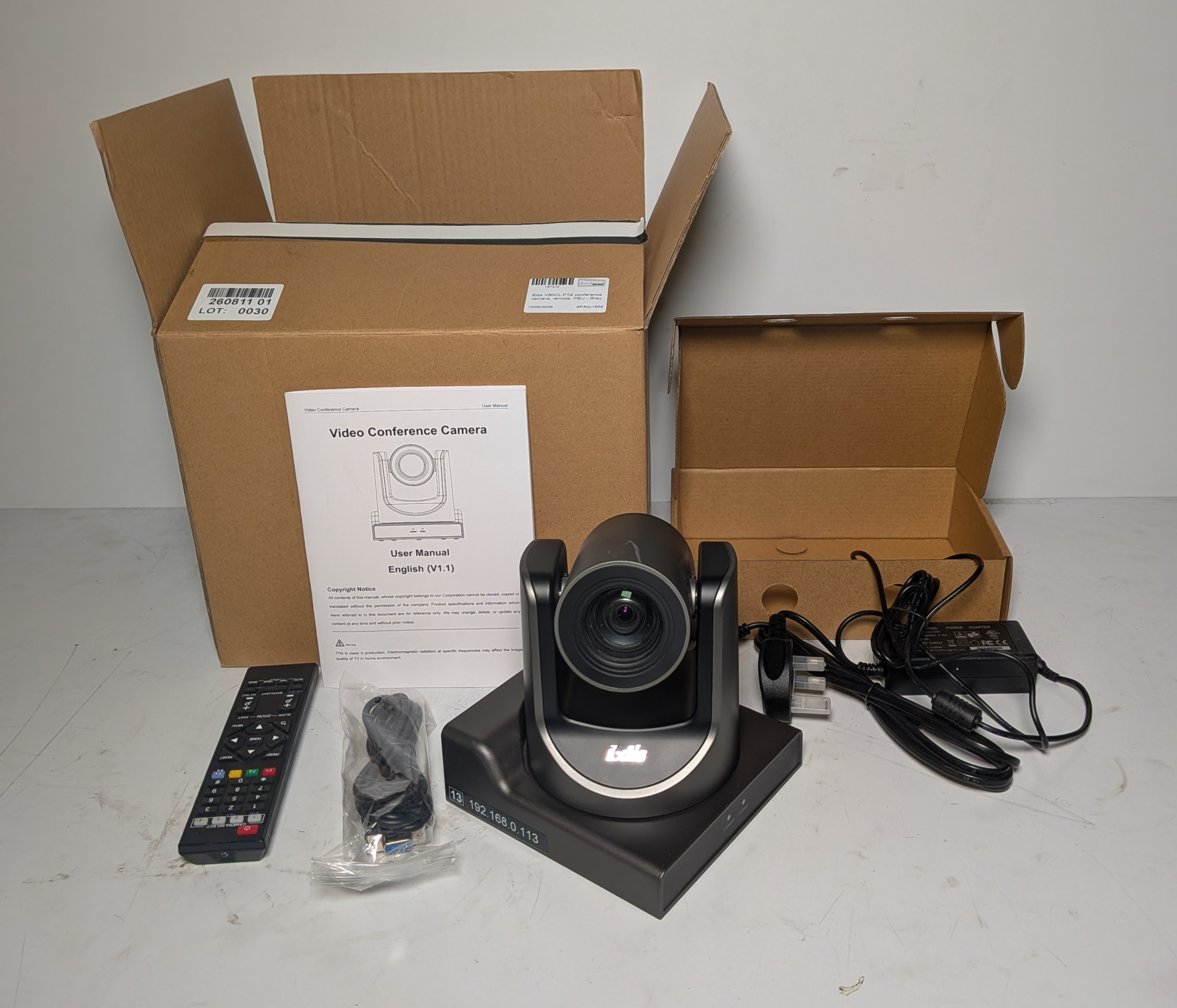 Edis V60CL PTZ conference camera with remote and PSU - grey - photo 1