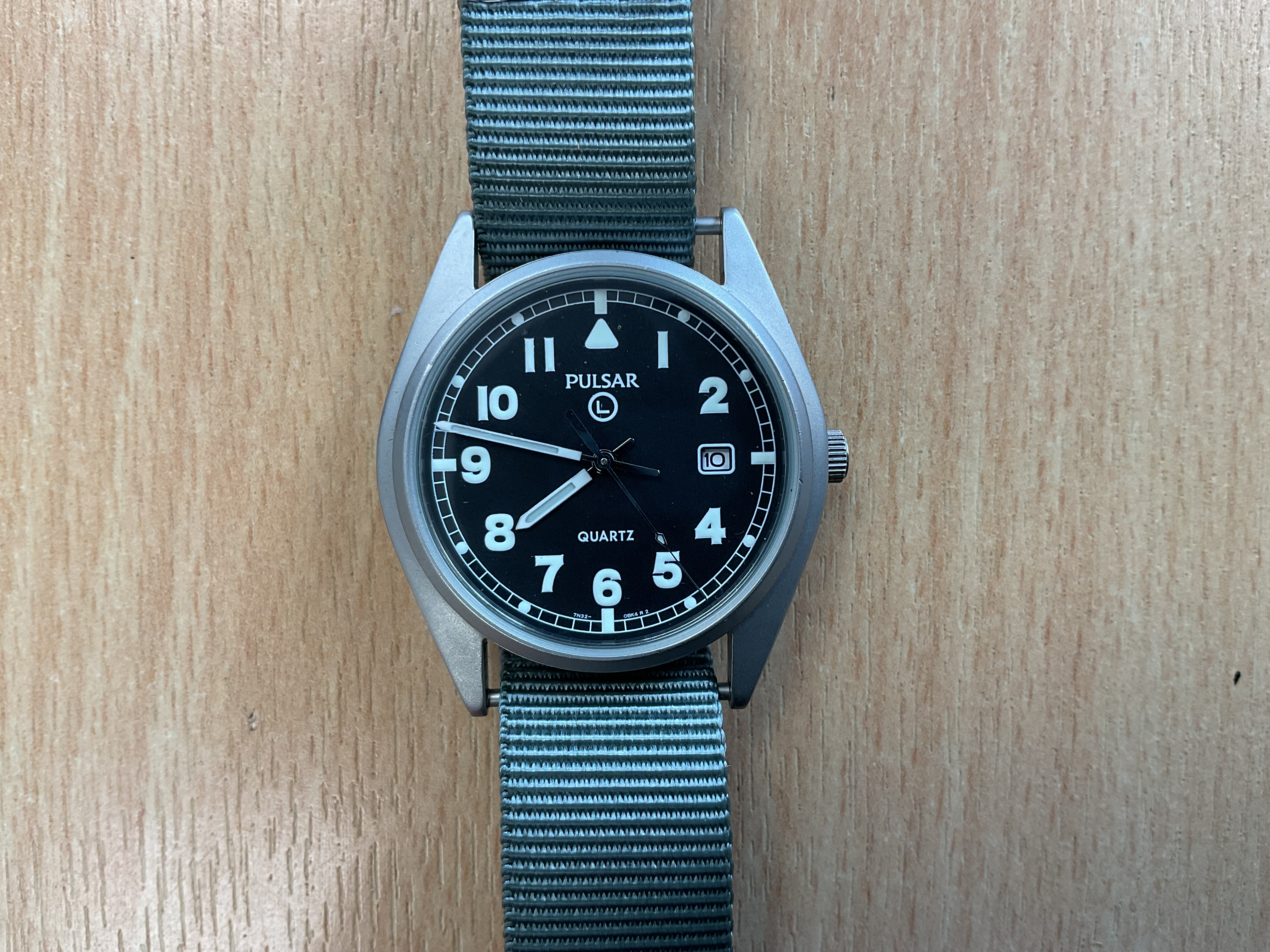 Unissued Condition Pulsar British Army Service Watch with Date, Nato Marks, Date 2004 - photo 1