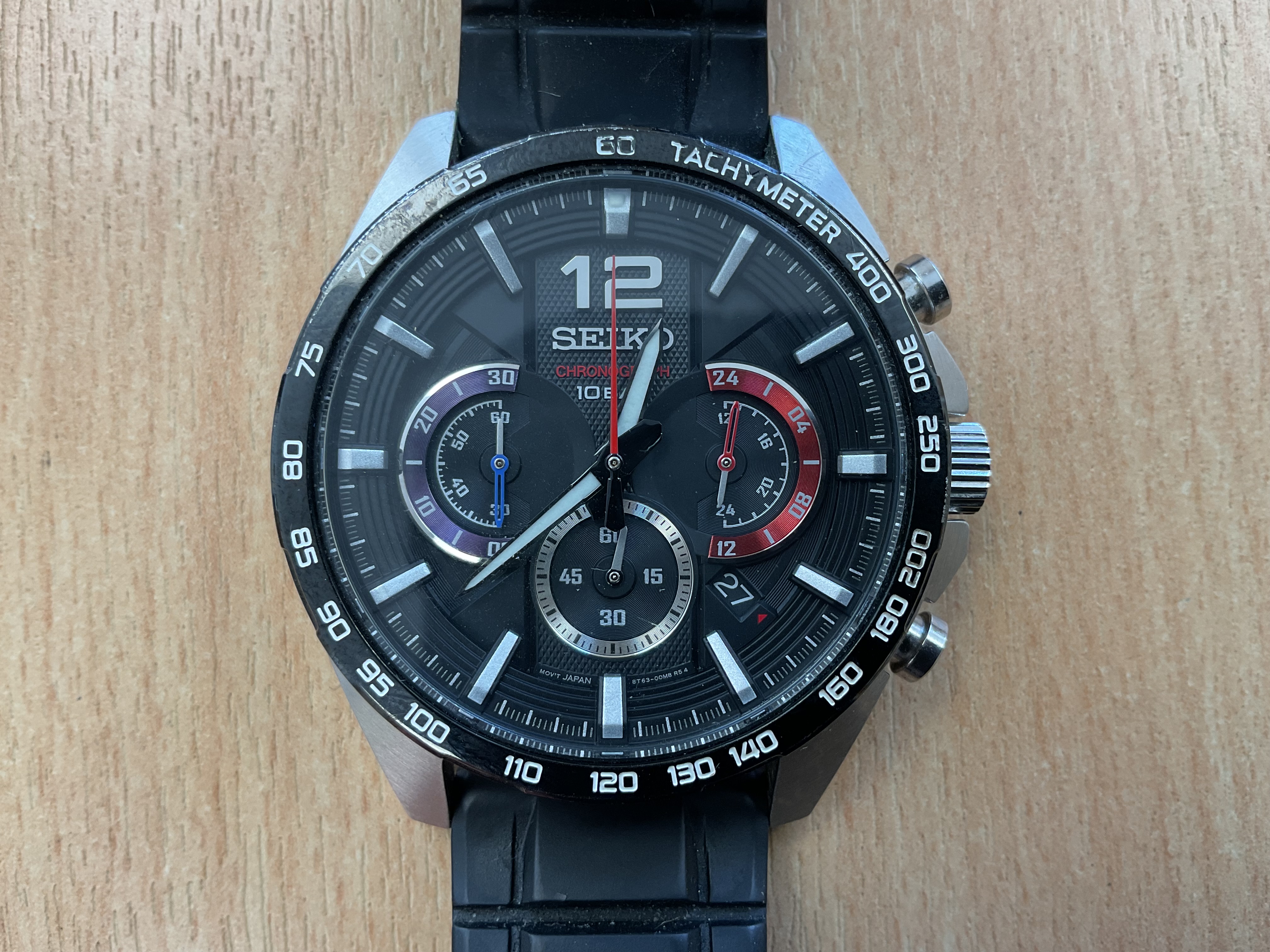 Unissued Condition Seiko Stainless Steel 10 Bar Divers Watch Chrono with Date/Strap, Sn° 8T63 - 00J0 - photo 1