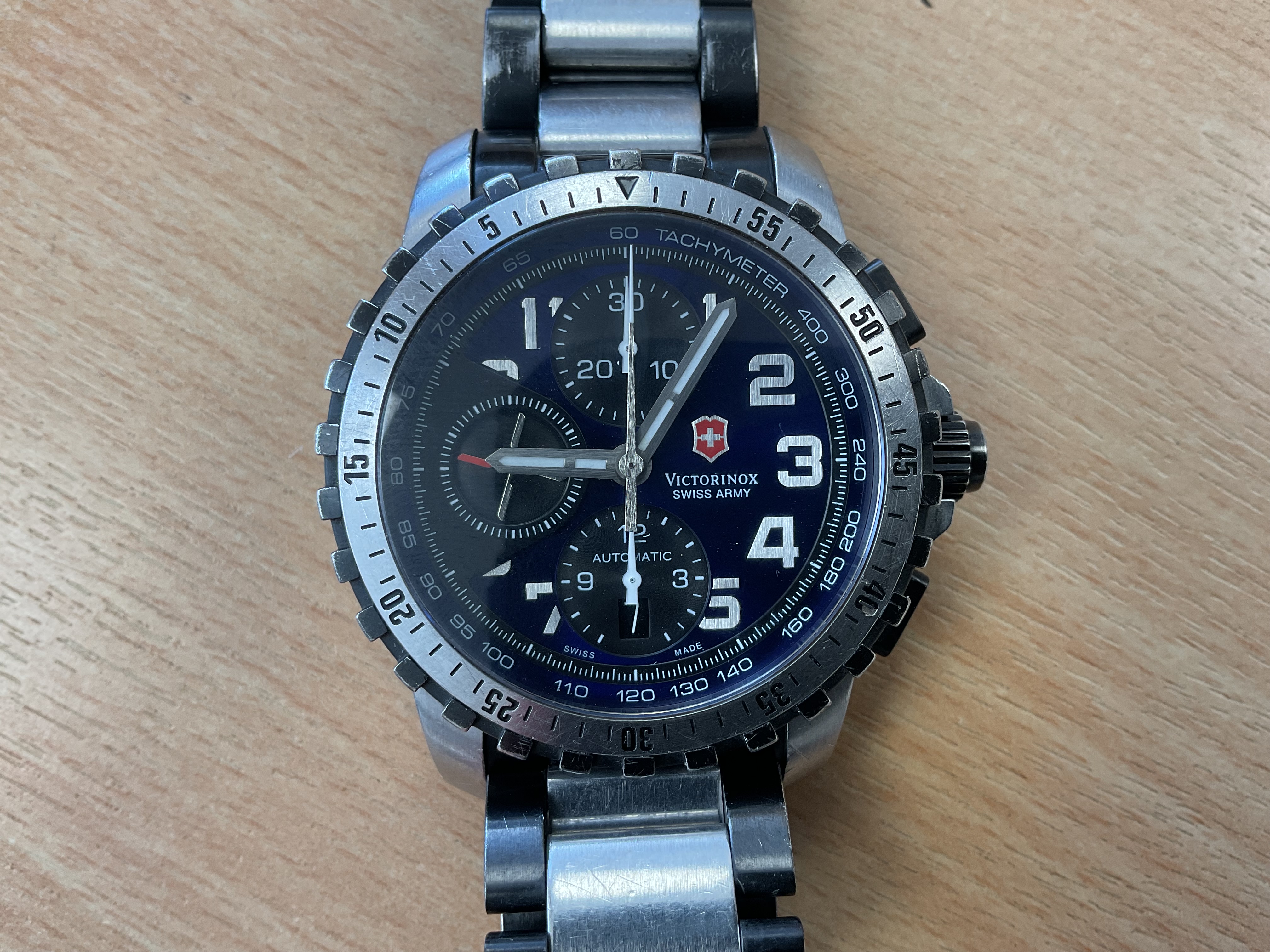 Rare Victorinox Swiss Army Stainless Steel Automatic Water Proof Pilots Chrono Original Bracelet - photo 1