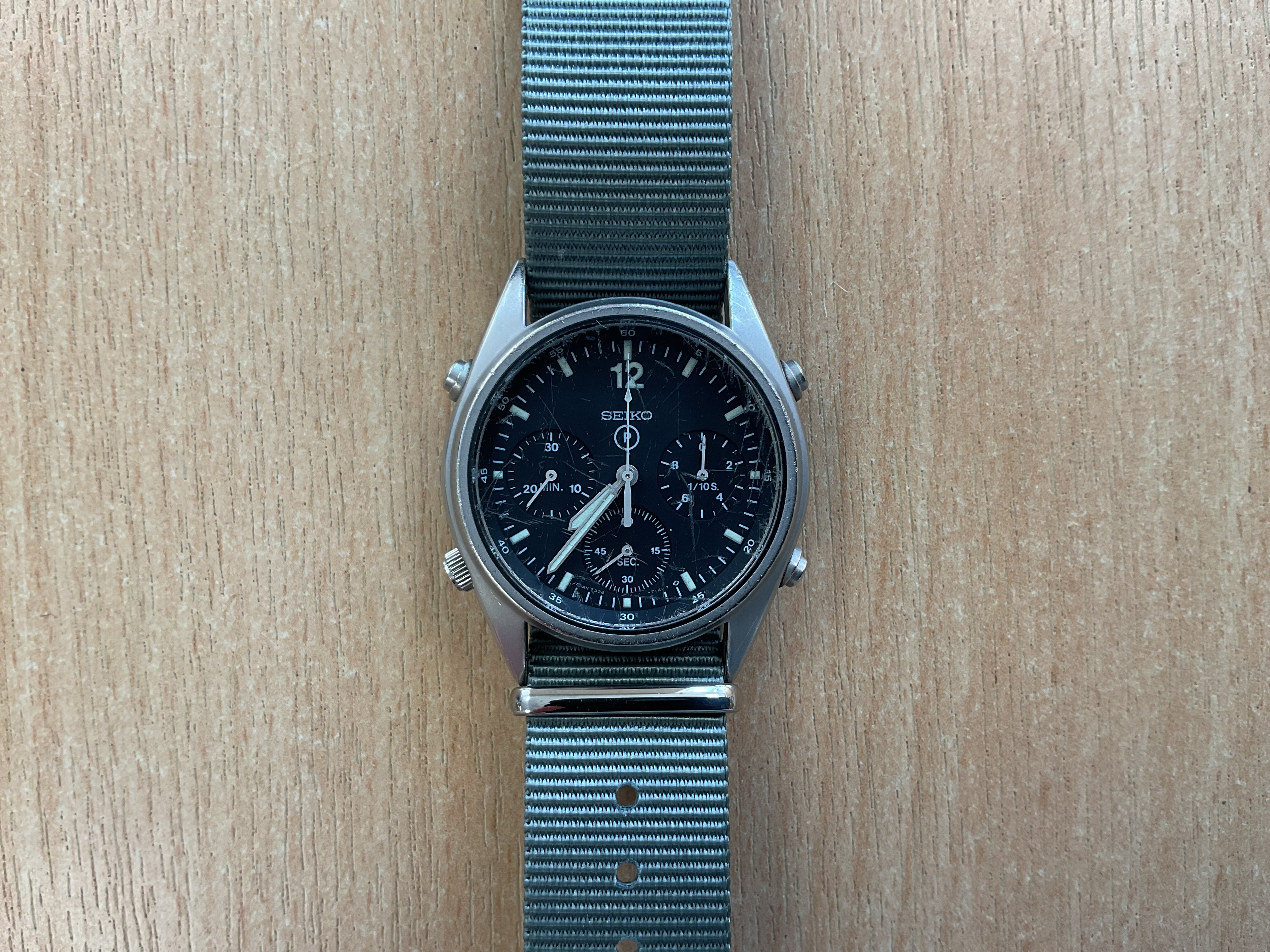 Rare Seiko Gen 1 Pilots Chrono RAF Harrier Force Issue, Sn° 4196, Date 1986, from MOD - photo 1