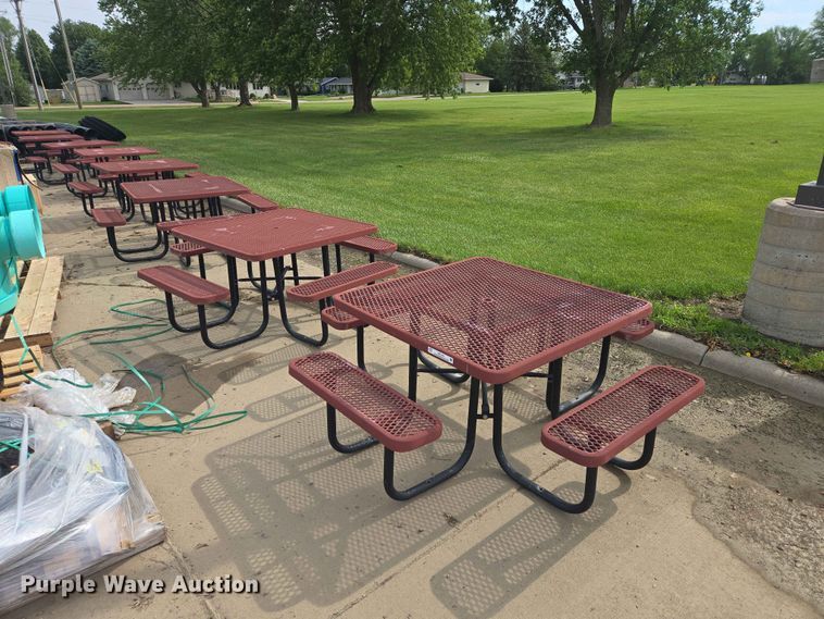 (8) Metal Picnic Tables - photo 1
