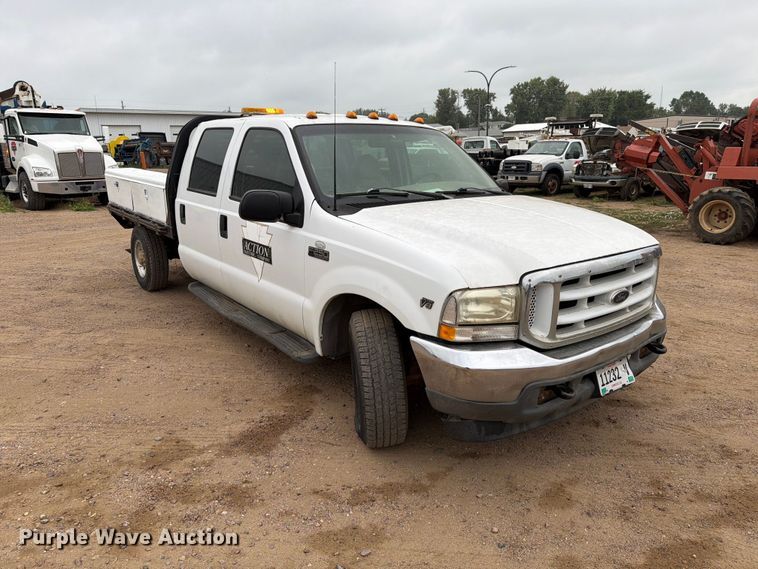 2000 Ford F250 Super Duty Crew Cab Dump Flatbed Pickup Truck - photo 3