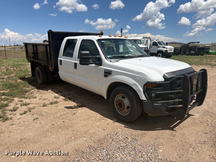 2008 Ford F350 Super Duty Crew Cab Dump Flatbed Pickup Truck - photo 3