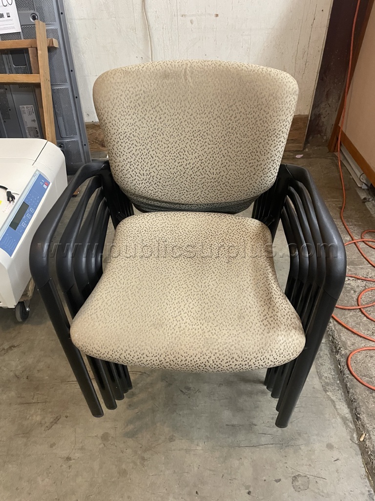 Lot of (5) Tan Patterned Chairs — photo 1
