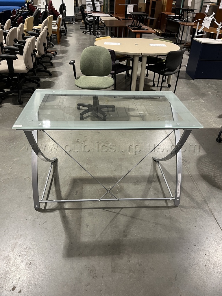 Glass Topped Metal Desk-Row2-DM — photo 1