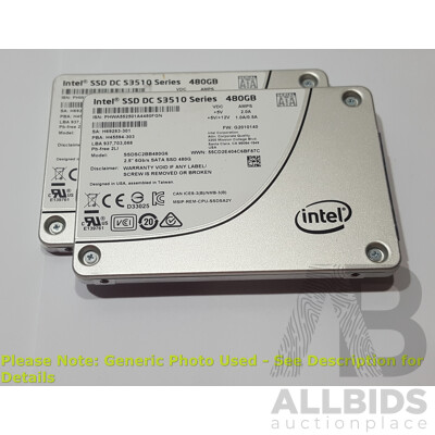Intel (SSDSC2BB480G6) SSD DC S3510 Series 480GB SATA 6Gbps 2.5-Inch Solid State Drive - Lot of Two - photo 1