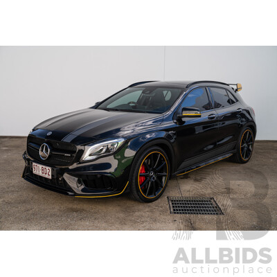 12/2017 Mercedes Benz GLA45 AMG Yellow Night Edition 4matic (AWD) X156 MY18 4d Wagon Cosmos Black Metallic Turbo 2.0L
