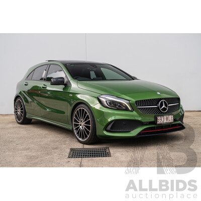 03/2016 Mercedes Benz A250 Sport 4Matic (AWD) 176 MY15 5d Hatchback Elbaite Green Metallic Turbo 2.0L