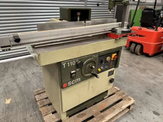 SCM T110 Spindle Moulder with Cast Heavy Duty Tenoning Table, 3 Phase 1 1/4" Spindle, 5 Speeds