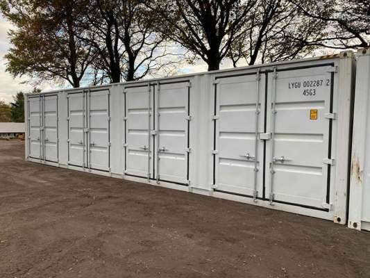 Unused 40ft High Cube Shipping Container, 4 Side Doors (White)
