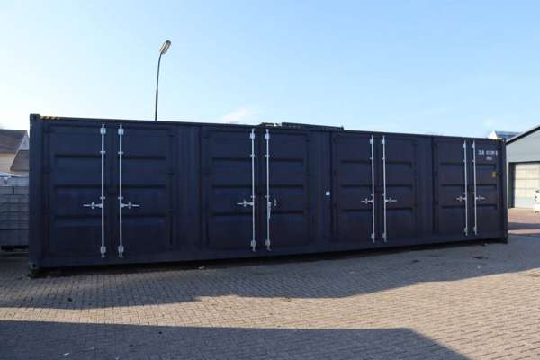Unused 40ft High Cube Shipping Container, 4 Side Doors (Black) - photo 1