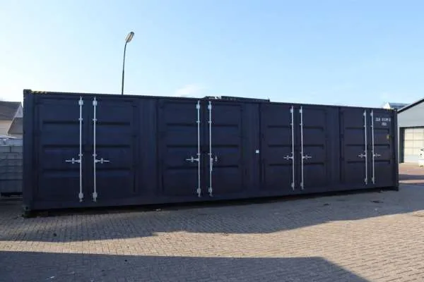 Unused 40ft High Cube Shipping Container, 4 Side Doors (Black)
