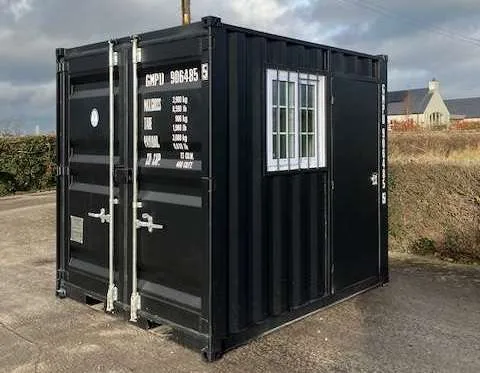 Unused 9ft Black Container with Side Door & Window