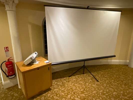NEC M350X HDMI Projector 240V, Pull Up Screen & Veneered Cabinet