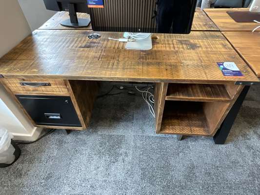 Rustic Wooden Double Pedestal Desk - photo 1
