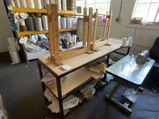 Metal Frame Workbench & 2 Wooden Reel Stands - photo 1
