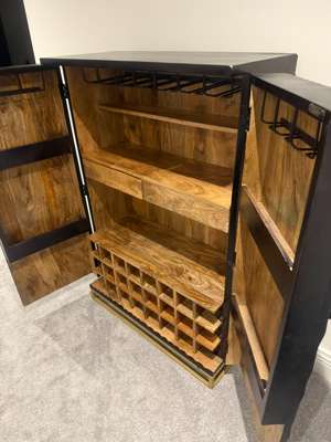 New Packaged Scorpion Solid Wood Bar Cabinet in Black – Fully Fitted