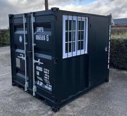 Unused 7ft Black Container with Side Door & Window