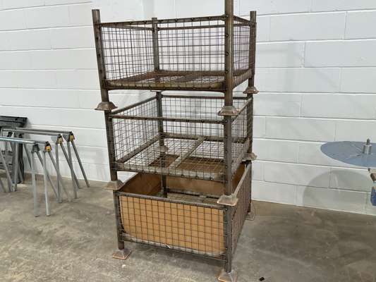 3 x Heavy Duty Stackable Steel Mesh Storage Stillages