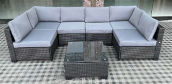 New Boxed Rattan Grey 544 U-Shaped Suite with Cushions - photo 1