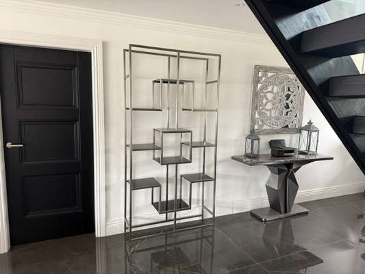 Boxed New Brushed Steel Lagonda Design Freestanding Shelving Unit